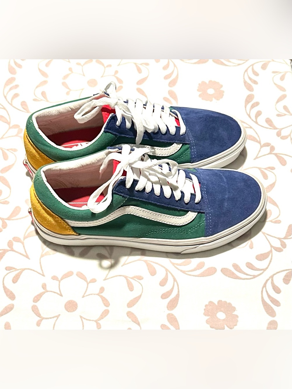 Vans Colorblock Low-Top Skate Sneakers - Blue Green Yellow size 9